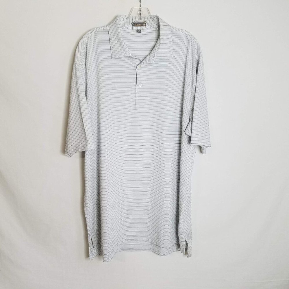 Peter Millar Summer Comfort Mens Blue Striped Short Sleeve Polo Shirt Size XL